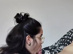 White Wolf OFC - Deepthroat Blowjob With White Moon With Glasses Side Angle