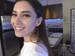 beautiful girl sucks off a big cock