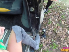 Bil, Dildoen, Hunn, Fingring, Lesbisk, Slikking, Utendørs, Fitte