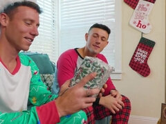 The roommates are celebrating Christmas with a threesome