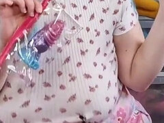 ぽっちゃり, 女, 自家製, オナニー, パンティ, 一人, バイブレーター