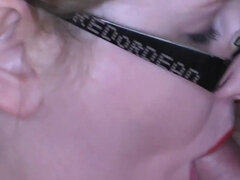 Chubby Brunette MILF Gets Cum on Her Face and in Her Hungry Mouth