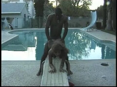 Black MILF Ass Fucked by the Pool and Cummed in Mouth by Monster Black Cock