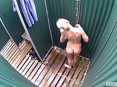 Czech Pool Blonde MILF in Shower