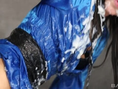 Nathaly Cherie gets her first gloryhole sperm bath