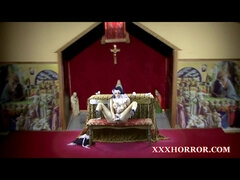 Naughty nun in sinful masturbation video with cross - solo cosplay
