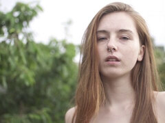 Toccando, Sega, Masturbazione, All'aperto, Piercing, Solo, Ragazza, Tette