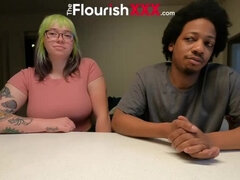 Skinny Black Dude Fucks Thick PAWG with Green Hair - Casting Anal & Blowjob