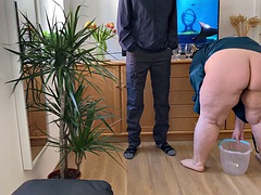 큰 가슴, 약간 뚱뚱한, 머리카락이 많은, 나이든, 밀프, 러시아인, 계모, 젖가슴