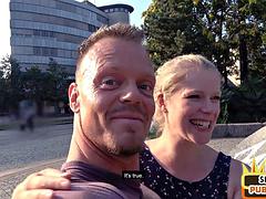 Pulled inked blonde rides strangers cock