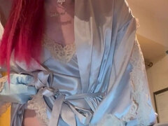 Amateur, Anal, Tir de sperme, Gode, Masturbation, Solo, Jarretelles, Vibromasseur