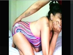 Rainbow cosplay ebony stripper Boricualovenyc in a sundress gives a POV show at home