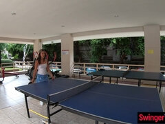 Ping Pong before wild sex in the shower