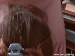 A Tall Ash-Blonde Gal Plays The Pipe While Attempting To Make Jism