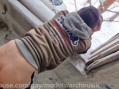 Anal, Far, Homoseksuel, Hårdt, Onani, Udendørs, Offentlig, Toilet