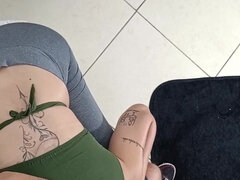 Blasen, Spermaladung, Arzt, Handjob, Milf, Elasthan, Überraschung