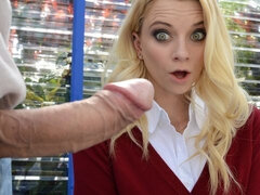 Blond, Kukk suging, Hanrei, Bakfra, Hårete, Utendørs, Skolejente, Tenåring