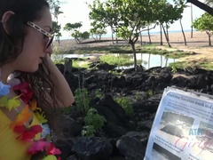 Plaża, Obciąganie, Brunetka, Ekshibicjonizm, Na wolnym powietrzu, Punkt widzenia, Publiczny, Palenie