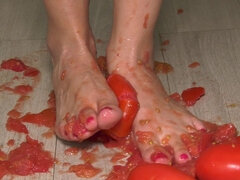 Hot Latina Tramples on Tomatoes and Gets Her Beautiful Feet Dirty!