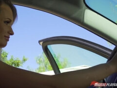 アナル, デカチン, ブロンド, 車, 顔射, オナニー, オマンコ, ショートヘア