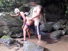 Anal, Sucer une bite, Éjaculation interne, Fille latino, De plein air