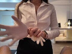 Sperm skott, Hansker, Runke, Latex, Milf