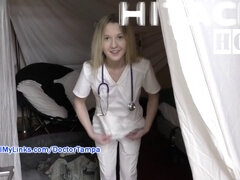 BTS and bloopers of Stacy Shepard's "Don't Tell Doc I Cum on the Clock" at HitachiHoes.com medical center