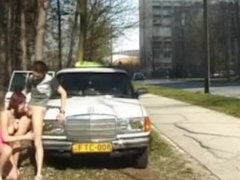 Amatör, Rumpa, Creampie, Utomhus, Offentlig, Fitta, Verklighet, Rödhårig