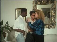 Beautiful Vintage Sexy MILF with Hairy Pussy Fucked in Ass and Pussy by Three Monster Black Cocks Cumming in Her Mouth