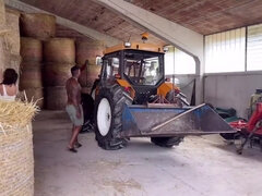 Threesome In The Barn: Two Boys Fuck A Stranger Filling Her Pussy Beatricesegreti