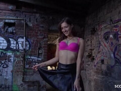 German Scout: Fitness Model Mina K, with Petite Breasts, Lures You into a Casting Fuck at a Deserted Berlin Spot