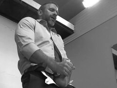 Submissive lad gets facialized in a black and white video