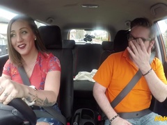 Fake Driving School (FakeHub): Cute Spanish learner loves big cock