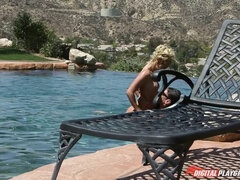 Zadok, Kuřba, Výprask, Prirodzené prsia, Vonku, Bazén, Teenka, Vlhká