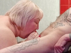 Mooie dikke vrouwen, Pijpbeurt, Stel, Sperma shot, Huisgemaakt, Rijpe lesbienne