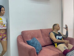 My Shy Stepsister Catches Me Masturbating and She Wants Me to Fuck Her Really Hard Until She Makes Her Cum. I on Top of Her.