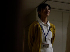 M913g05 a Married Woman Nurse Chatting with a Male Patient in the Corridor After the Lights Go Out Has Frustrated Nasty Sexual I