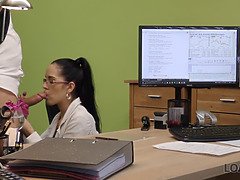 Transar de quatro, Óculos, Hardcore, Hd, Dinheiro, Escritório, Baixinhoa, Adolescente