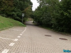 Enthousiasteling, Grote mammen, Pijpbeurt, Auto, Stel, Buiten, Openbaar, Kut duiken