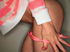 Touching Her Pussy with Socks On