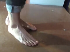 Very sexy cockcrush dance with barefeet and cumshot