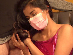 아랍, 아시안, 흑갈색 머리, 커플, 사정 샷, 머리카락이 많은, 핸드잡