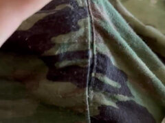 Jerking off in Uniform Into a Condom Already Full of the Cum of Buddies