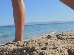 Amatőr, Popó, Strand, Szépség, Gesztenyebarna, Szabadban, Vékony, Egyedül