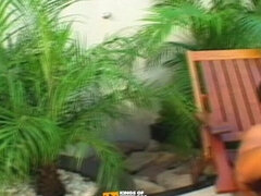 Blonde Granny Gets Her Bush and Ass Screwed by a Young Guy on the Sunbed