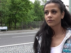 Petite Czech Brunette Melts with Passion in Public Alley