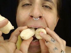 Naughty Eating Fetish Banana Piercings Big Lips