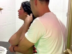 I catch my Indian stepsister in the shower doing her makeup and join her for some fun with orgasms