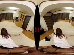 Experience the ultimate POV porn experience with VR porn: Japanese brunettes take turns riding a hard cock