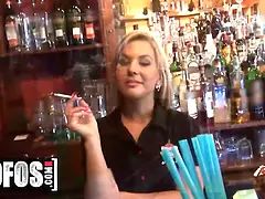 Rihanna Samuel gets her tight pussy pounded & messy facial from behind the bar